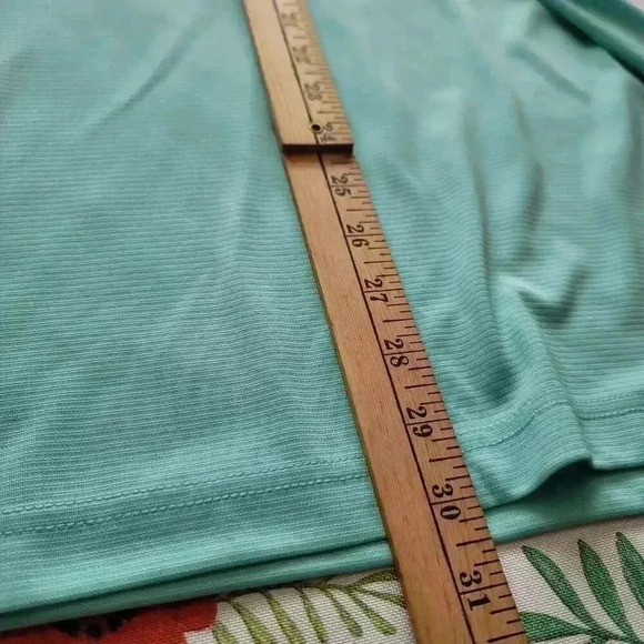 Greg Norman ML75 Polo Shirt Men's Size LG Turquoise 1/4 Button Up Short Sleeve - Picture 10 of 10